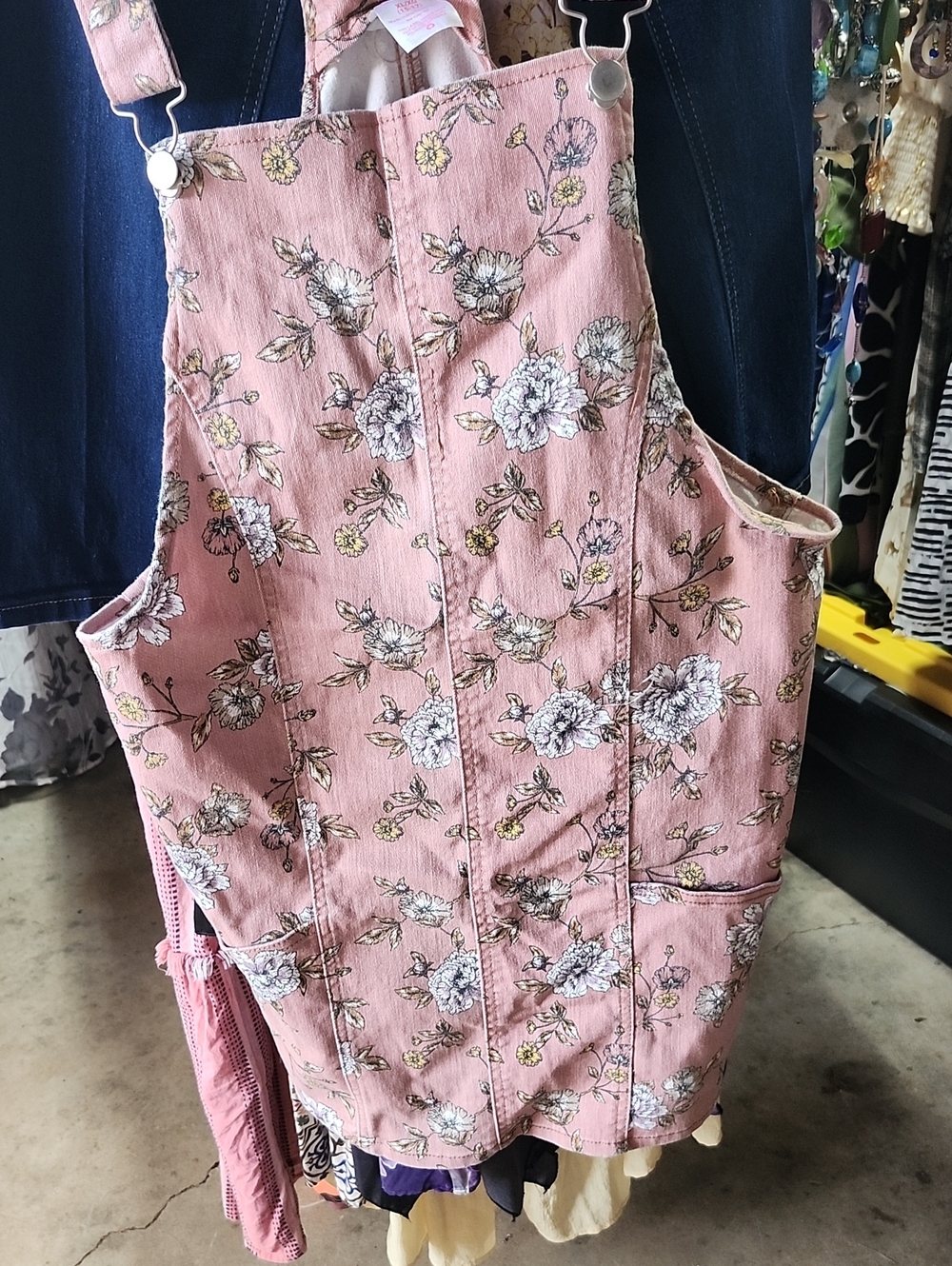 NOBO Pink Floral Overall Dress Vest Xl Jr